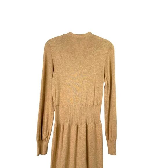 Ann Taylor knit cross v neck midi sweater dress Size M tan caramel neutral - Picture 6 of 8